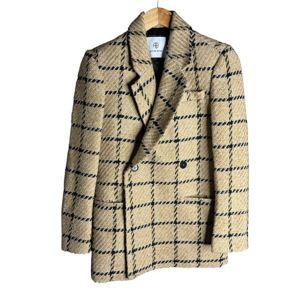 Anine Bing Kaia Blazer Camel Check Size XS - Picture 4 of 7